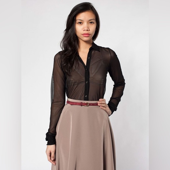 American Apparel Sheer Black Unisex Blouse - Picture 3 of 3